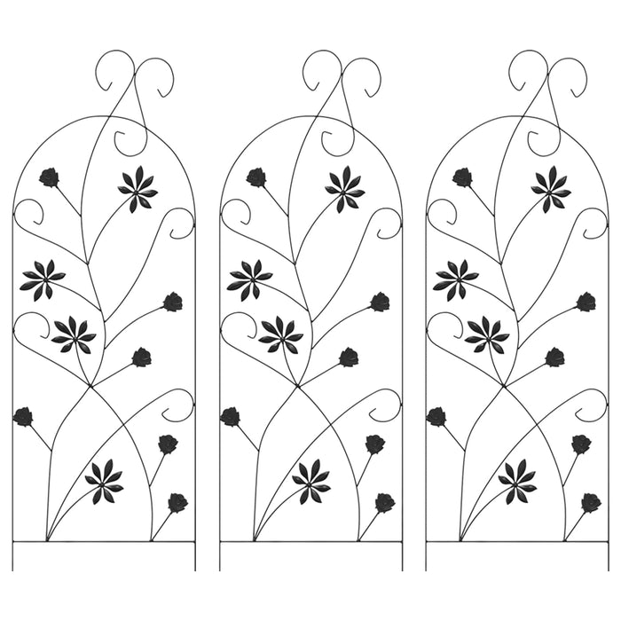 Gard de Grădină cu blocare 3 pcs Negru 112 x 39,5 cm Oțel - WALTI WALTI