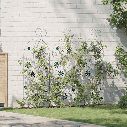 Gard de Grădină Spalier 3 pcs Verde 112 x 40 cm Oțel - WALTI WALTI