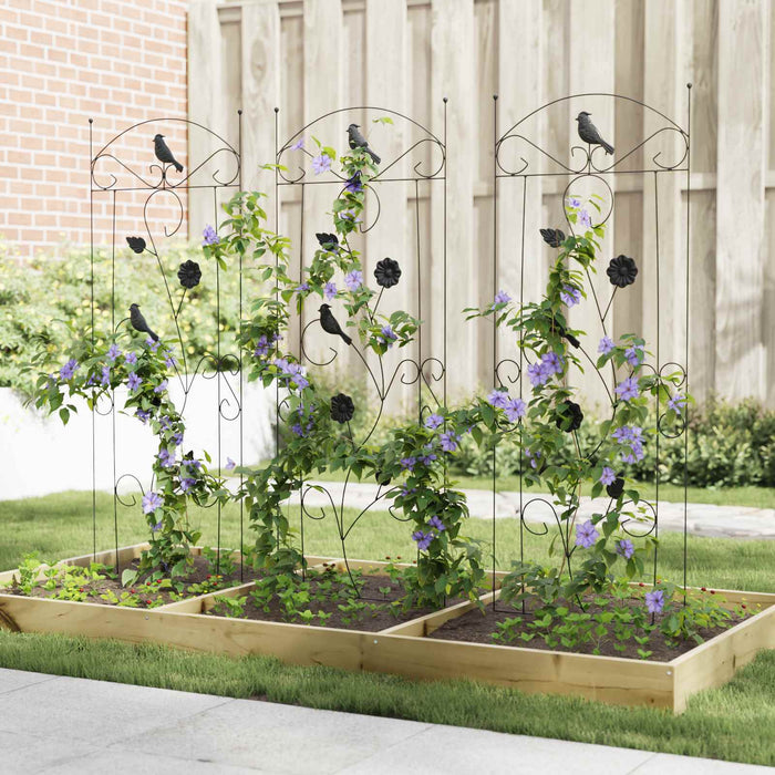 Gard de Grădină 3 pcs Negru 110 x 40 cm Oțel - WALTI WALTI