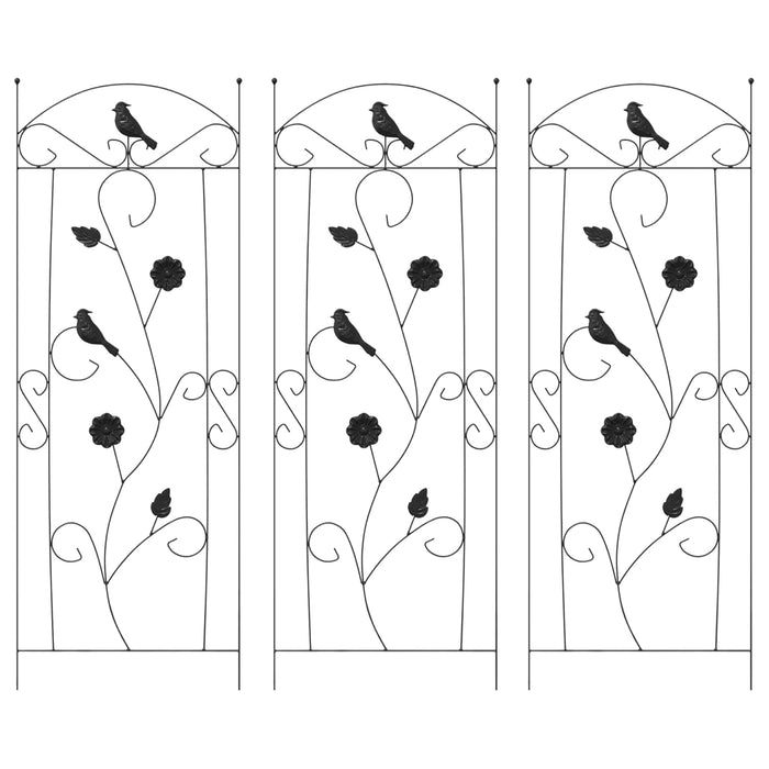 Gard de Grădină 3 pcs Negru 110 x 40 cm Oțel - WALTI WALTI