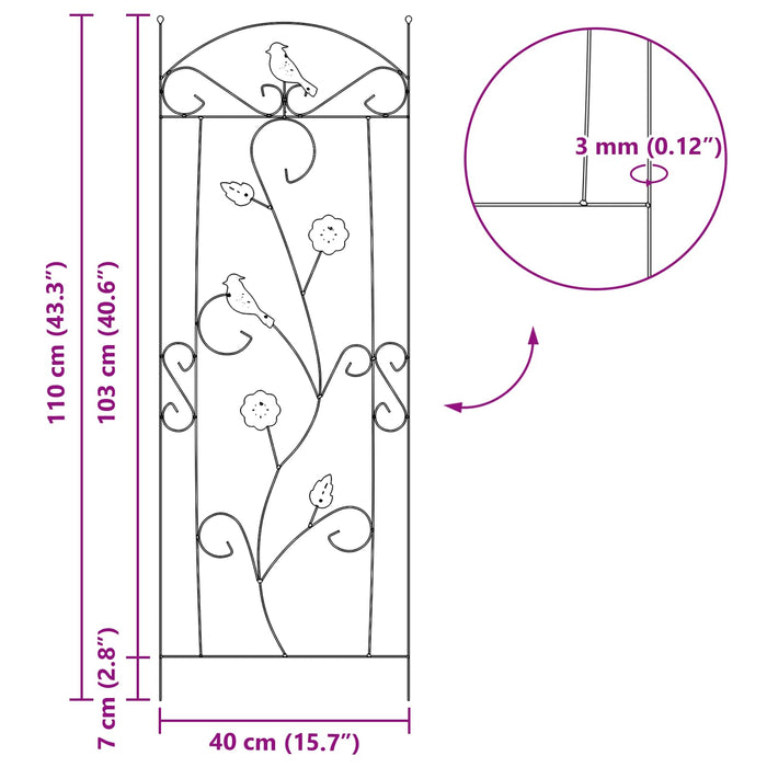 Gard de Grădină Spalier 3 pcs Verde 112 x 40 cm Oțel - WALTI WALTI