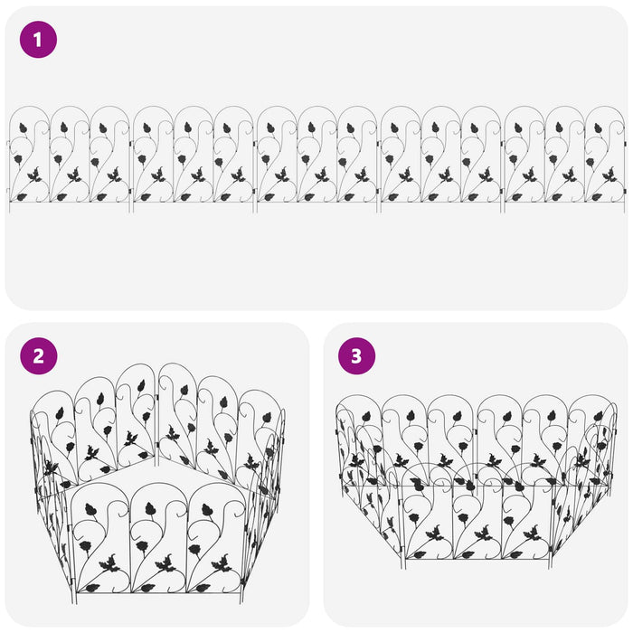 Gard de Grădină 5 pcs Negru Oțel - WALTI WALTI