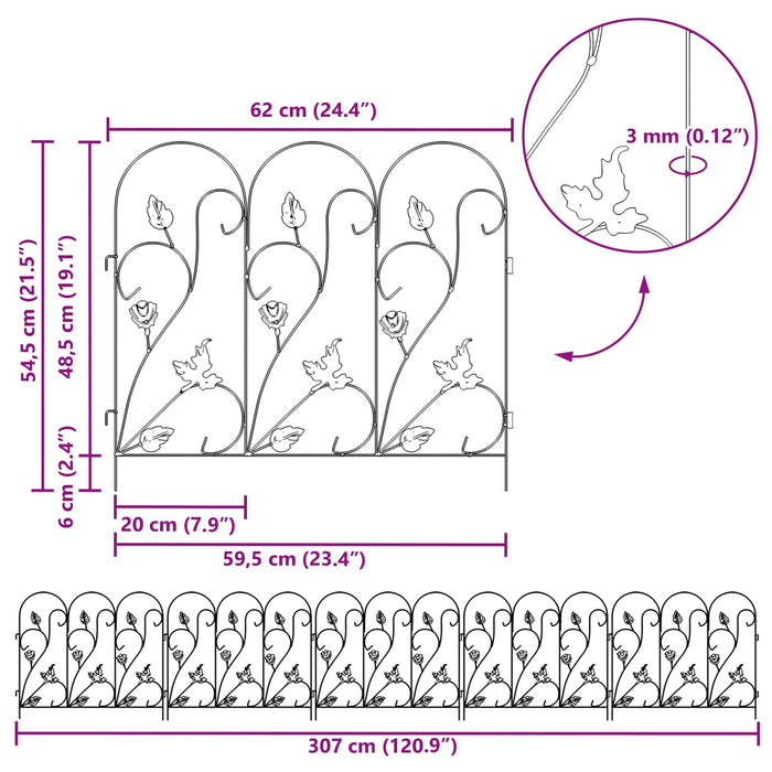 Gard de Grădină 5 pcs Negru Oțel - WALTI WALTI
