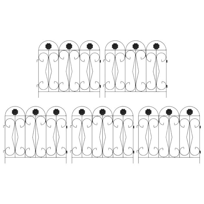 Gard de Grădină 5 pcs Negru Oțel - WALTI WALTI