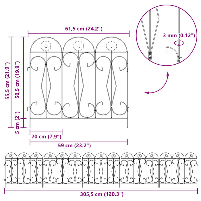 Gard de Grădină 5 pcs Negru Oțel - WALTI WALTI