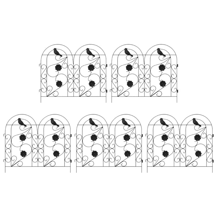 Gard de Grădină 5 pcs Negru Oțel - WALTI WALTI
