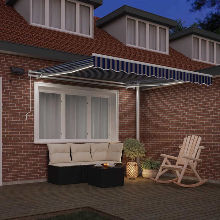 Cortina Retractabilă Manual Albastru și Alb 350 x 250 cm - WALTI WALTI