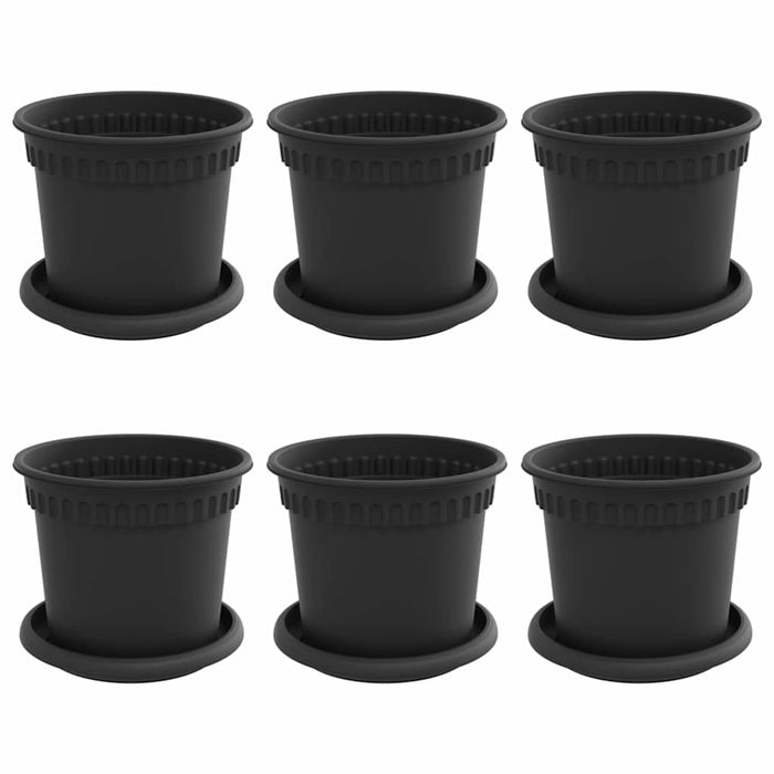 Ghivece pentru plante 6 pcs Negru Ø 15 x 12 cm Plastic WALTI