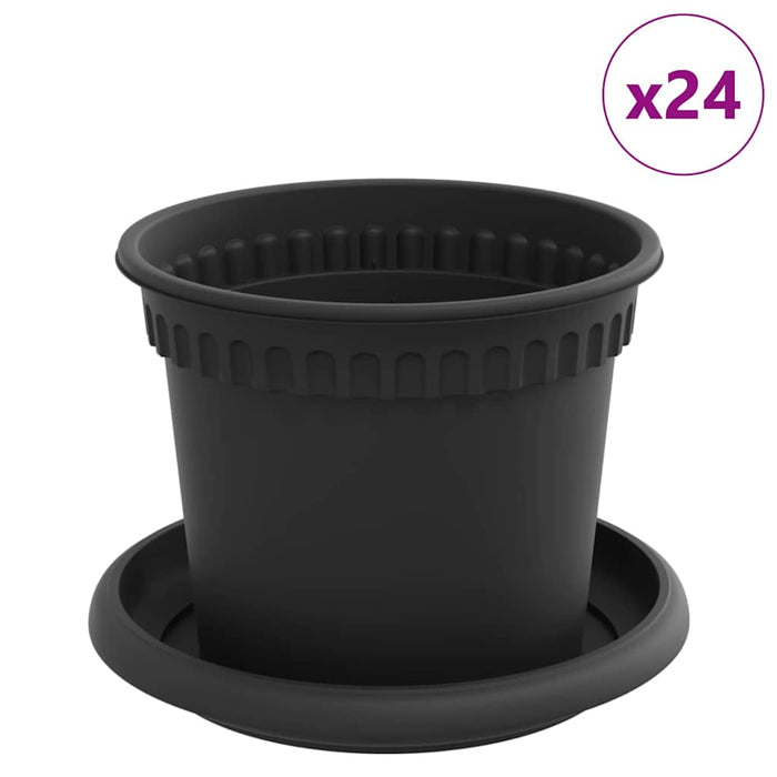 Ghivece pentru plante 24 pcs Negru Ø 12,5 x 10 cm Plastic - WALTI WALTI