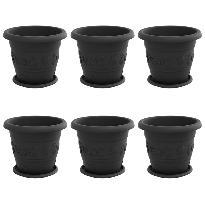 Ghivece pentru plante 6 pcs Negru Ø 26 x 21.5 cm Plastic - WALTI WALTI