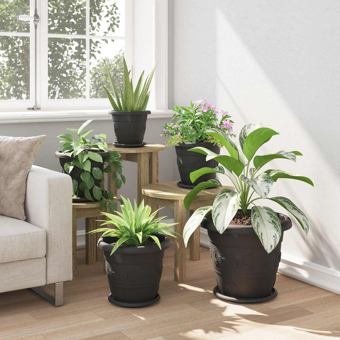 Ghivece pentru plante 6 pcs Negru Ø 30 x 25 cm Plastic - WALTI WALTI