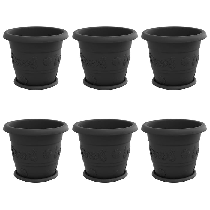 Ghivece pentru plante 6 pcs Negru Ø 30 x 25 cm Plastic - WALTI WALTI