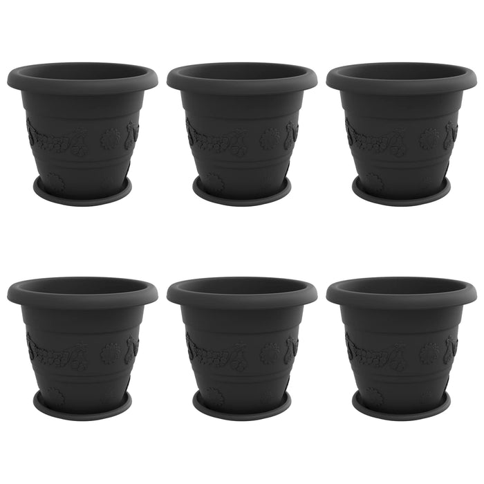 Ghivece pentru plante 6 pcs Negru Ø 26 x 21.5 cm Plastic - WALTI WALTI