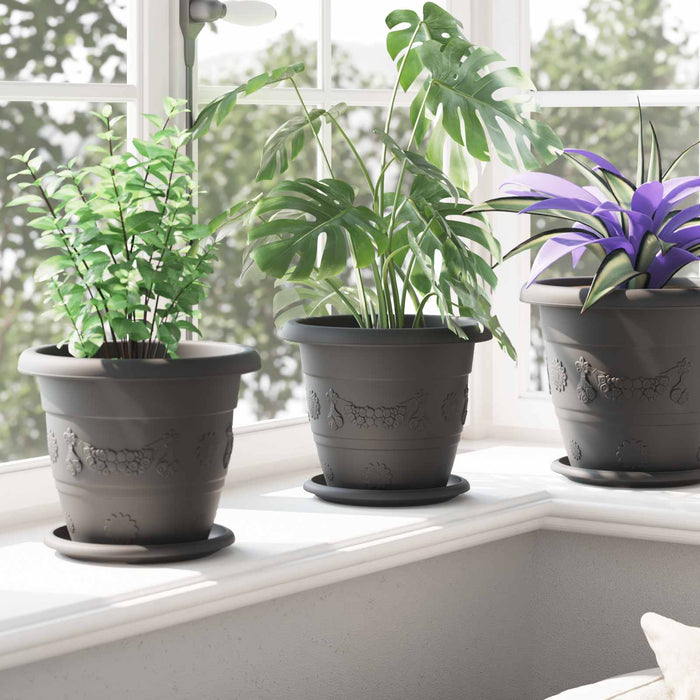 Ghivece pentru plante 24 pcs Negru Ø 26 x 21.5 cm Plastic - WALTI WALTI