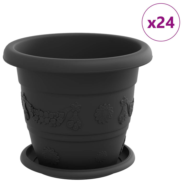 Ghivece pentru plante 24 pcs Negru Ø 26 x 21.5 cm Plastic - WALTI WALTI