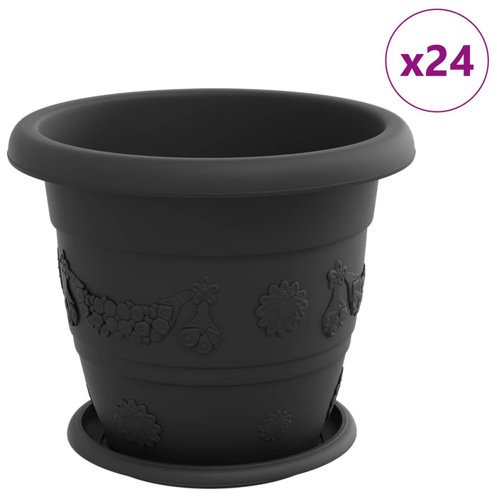 Ghivece pentru plante 24 pcs Negru Ø 26 x 21.5 cm Plastic - WALTI WALTI