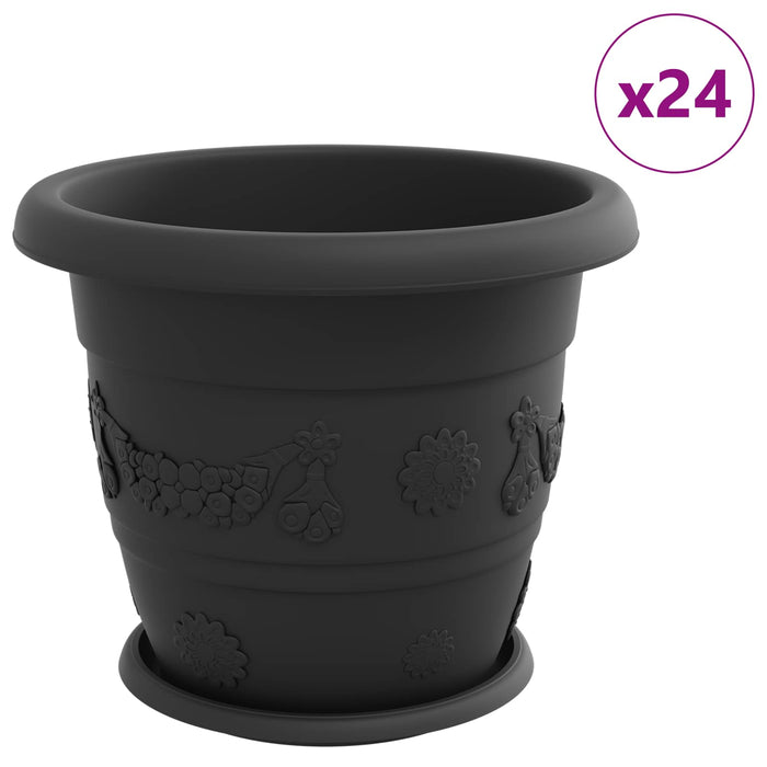 Ghivece pentru plante 24 pcs Negru Ø 26 x 21.5 cm Plastic - WALTI WALTI