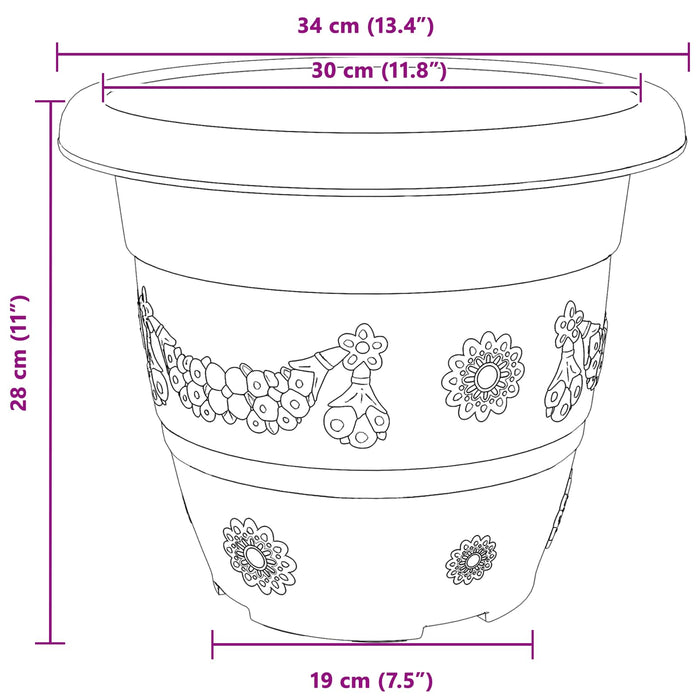Ghivece pentru plante 24 pcs Negru Ø 26 x 21.5 cm Plastic - WALTI WALTI