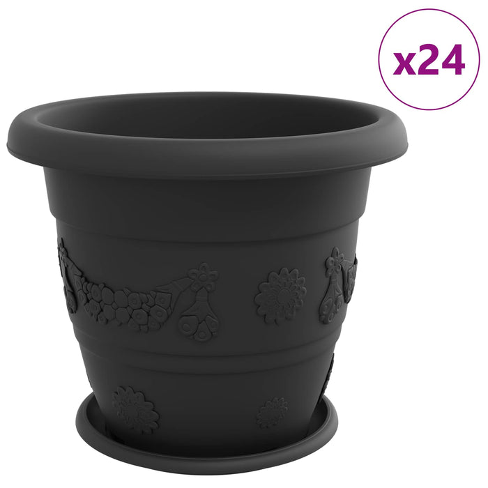 Ghivece pentru plante 24 pcs Negru Ø 39 x 32 cm Plastic - WALTI WALTI