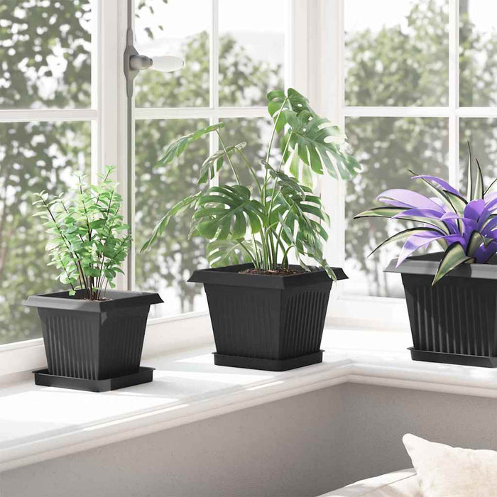 Ghivece pentru plante 6 pcs Negru 20 x 20 x 16 cm Plastic WALTI
