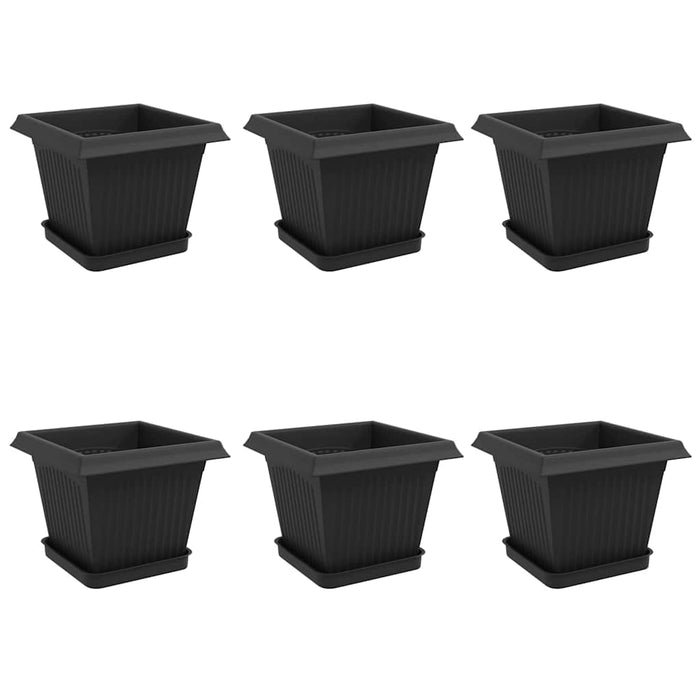 Ghivece pentru plante 6 pcs Negru 20 x 20 x 16 cm Plastic WALTI