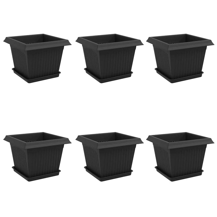 Ghivece pentru plante 6 pcs Negru 23 x 23 x 17,5 cm Plastic WALTI