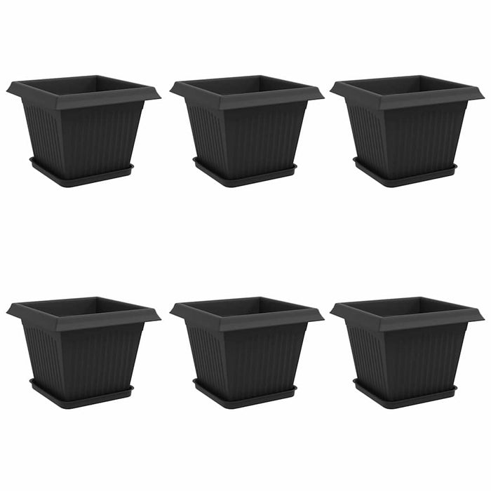 Ghivece pentru plante 6 pcs Negru 28,5 x 28,5 x 22 cm Plastic WALTI
