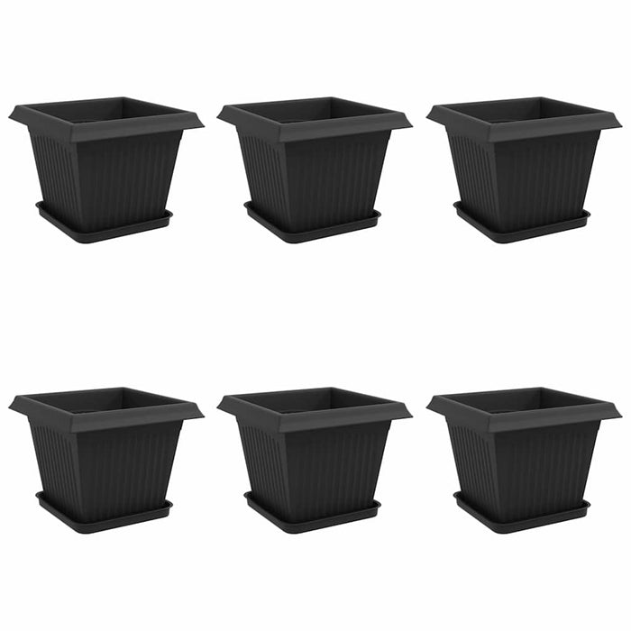 Ghivece pentru plante 6 pcs Negru 33 x 33 x 26 cm Plastic WALTI