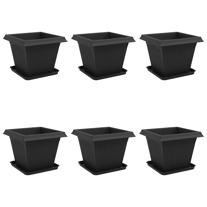 Ghivece pentru plante 6 pcs Negru 38 x 38 x 30 cm Plastic WALTI