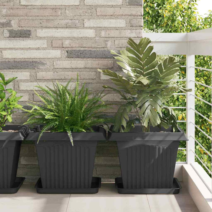 Ghivece pentru plante 6 pcs Negru 43 x 43 x 33,5 cm Plastic WALTI