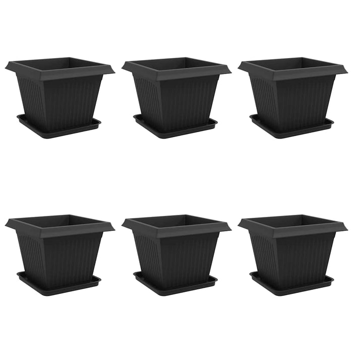Ghivece pentru plante 6 pcs Negru 43 x 43 x 33,5 cm Plastic WALTI