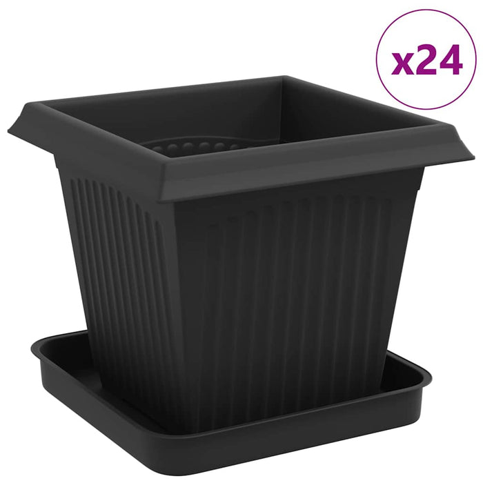 Ghivece pentru plante 24 pcs Negru 16 x 16 x 14 cm Plastic WALTI