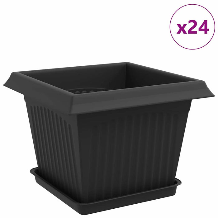 Ghivece pentru plante 24 pcs Negru 23 x 23 x 17,5 cm Plastic WALTI