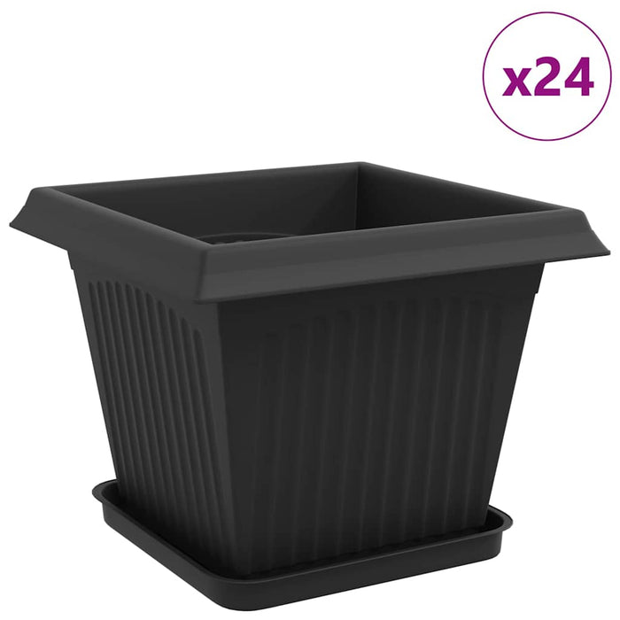 Ghivece pentru plante 24 pcs Negru 33 x 33 x 26 cm Plastic WALTI