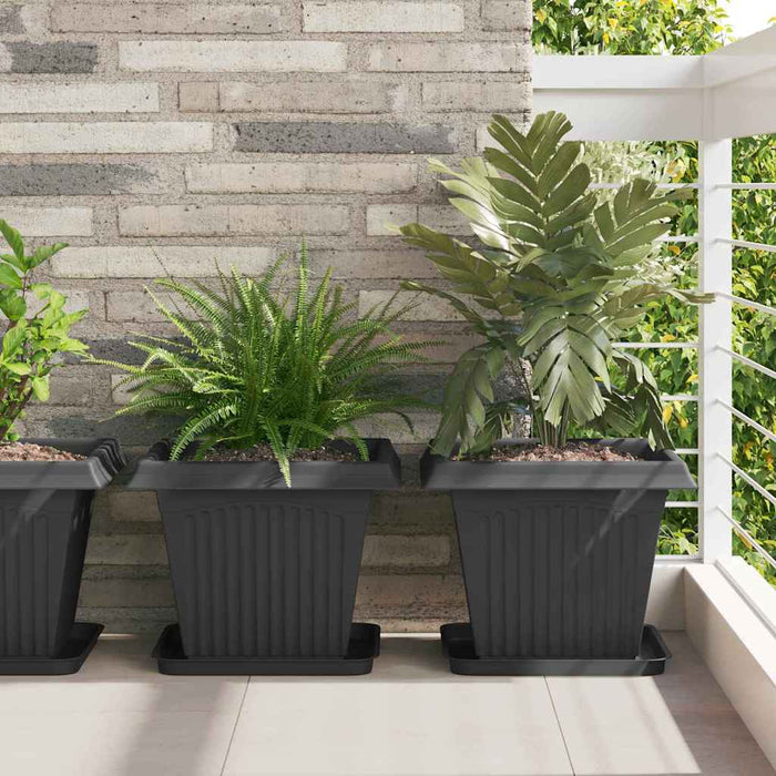 Ghivece pentru plante 24 pcs Negru 38 x 38 x 30 cm Plastic WALTI