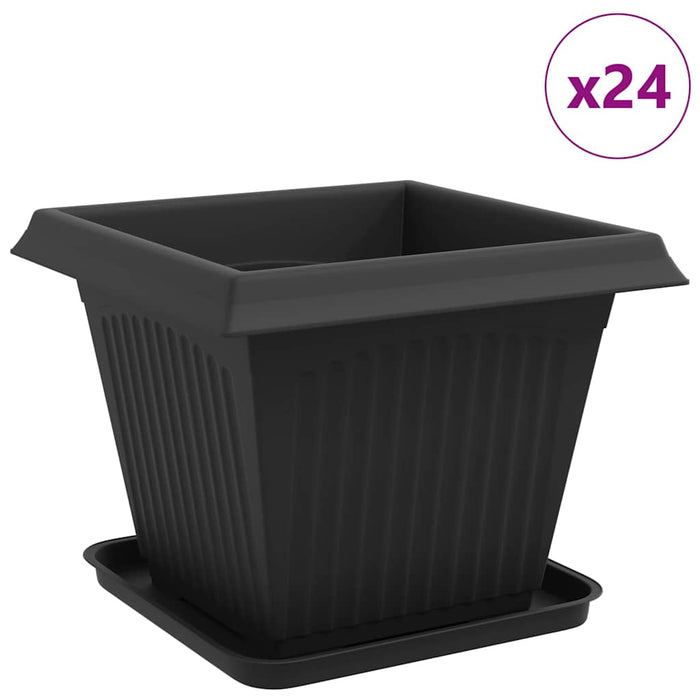 Ghivece pentru plante 24 pcs Negru 38 x 38 x 30 cm Plastic WALTI