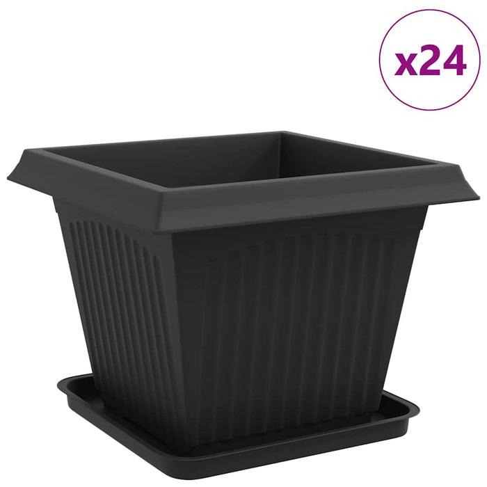 Ghivece pentru plante 24 pcs Negru 43 x 43 x 33,5 cm Plastic WALTI