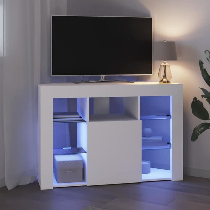 Șifonier LED pentru TV colțar Alb 100x40x68cm Lemn compozit - WALTI WALTI