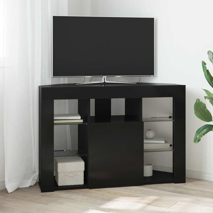 Șifonier LED pentru TV colțar 100x40x68cm Negru Lemn prelucrat WALTI