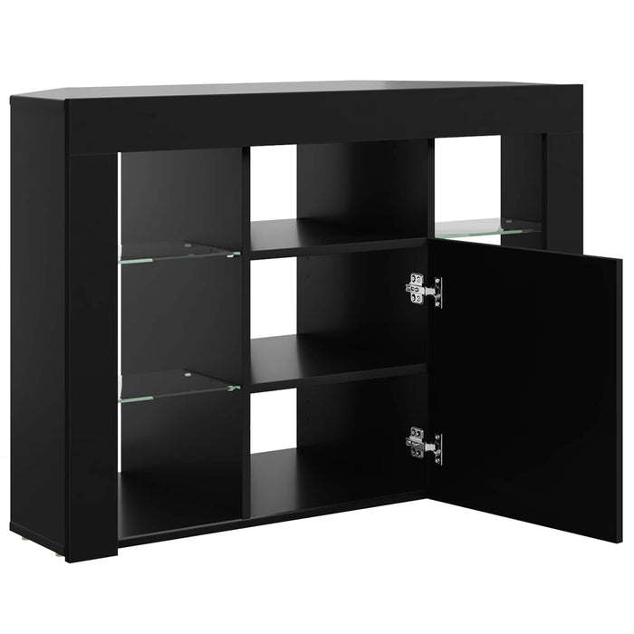 Șifonier LED pentru TV colțar 100x40x68cm Negru Lemn prelucrat WALTI