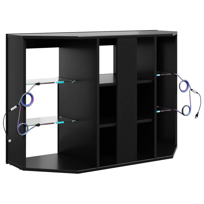 Șifonier LED pentru TV colțar 100x40x68cm Negru Lemn prelucrat WALTI