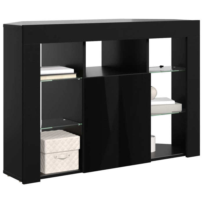 Șifonier LED pentru TV colțar 100x40x68cm Negru Lemn prelucrat WALTI