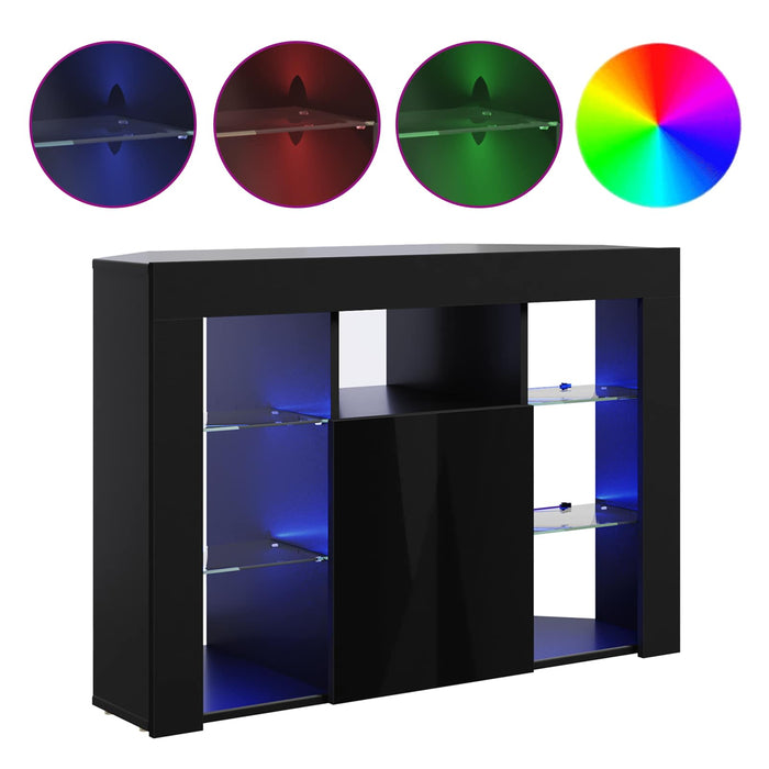 Șifonier LED pentru TV colțar 100x40x68cm Negru Lemn prelucrat WALTI