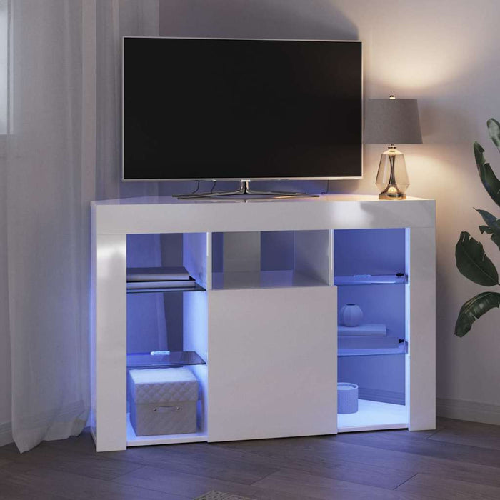 Șifonier LED pentru TV colțar Alb lucios 104 x 40 x 68 cm - WALTI WALTI