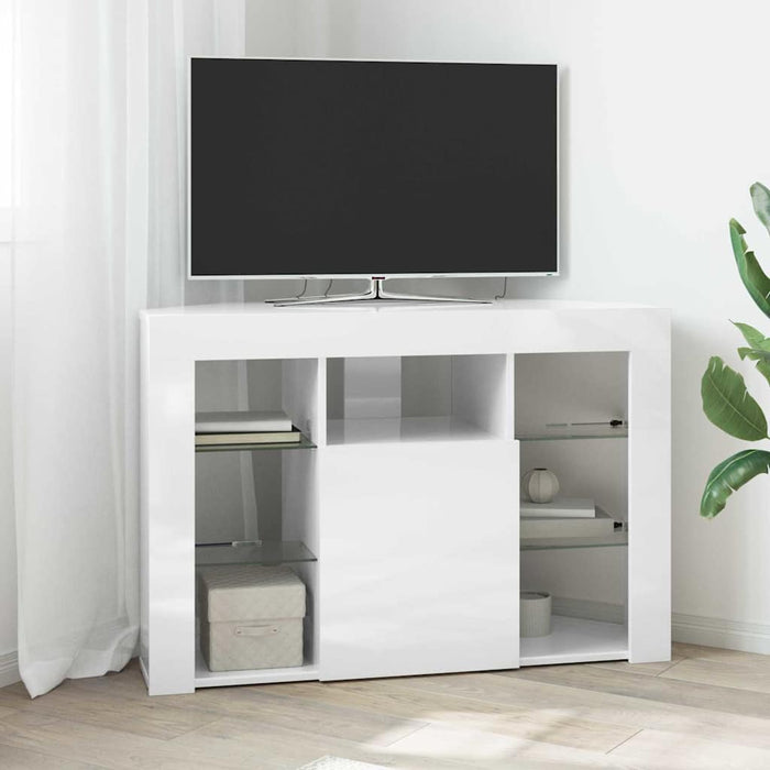 Șifonier LED pentru TV colțar Alb lucios 104 x 40 x 68 cm - WALTI WALTI