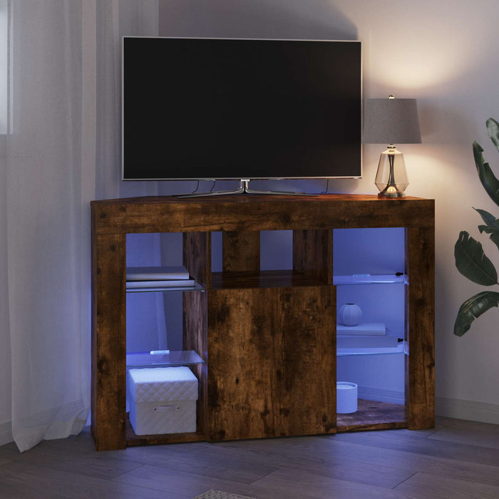 Șifonier LED pentru TV colțar 100x40x68cm Stejar fumuriu - WALTI WALTI
