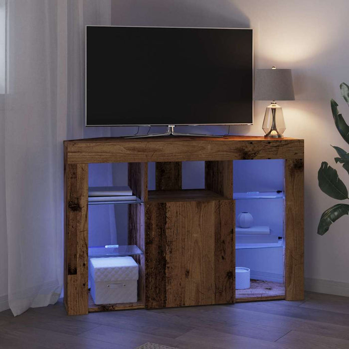 Șifonier LED pentru TV colțar 100x40x68cm Lemn vechi WALTI