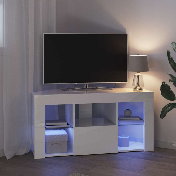 Șifonier LED pentru TV colțar Alb lucios 104 x 40 x 50 cm - WALTI WALTI