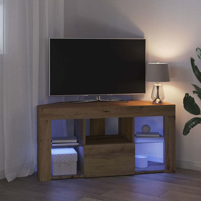 Șifonier LED pentru TV colțar 100 x 40 x 50 cm Stejar Artizanal WALTI