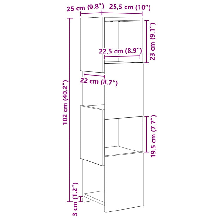 Dulap de colț Gri din beton 25,5x25x102cm Lemn compozit - WALTI WALTI
